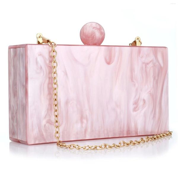 Abendtaschen 2024 Mode Marmor Acryl Handtasche Vintage Frauen rosa Tintendrucktasche Luxury Lady Clutch Geldbörse Brautparty Abschlussball