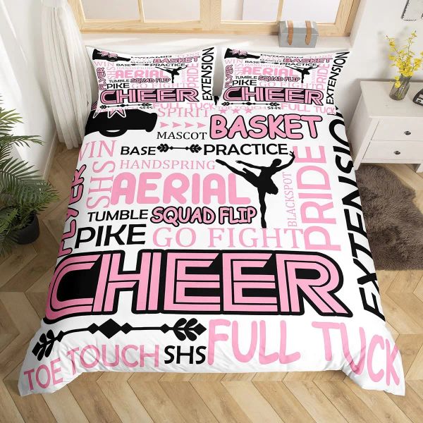 Gymnastics Dance Lovers Duvet Cover King, set di biancheria da letto per letti per cielo star di farfalla watercolor 3 pezzi, copertura trapunta di graffiti arcobaleno silhouette