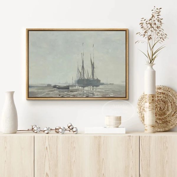 Pittura ad acquerello marittima barca a vela paesaggistica poster arte naturale natura grande galleria tela hd dipinto dipinto decorazioni per la casa