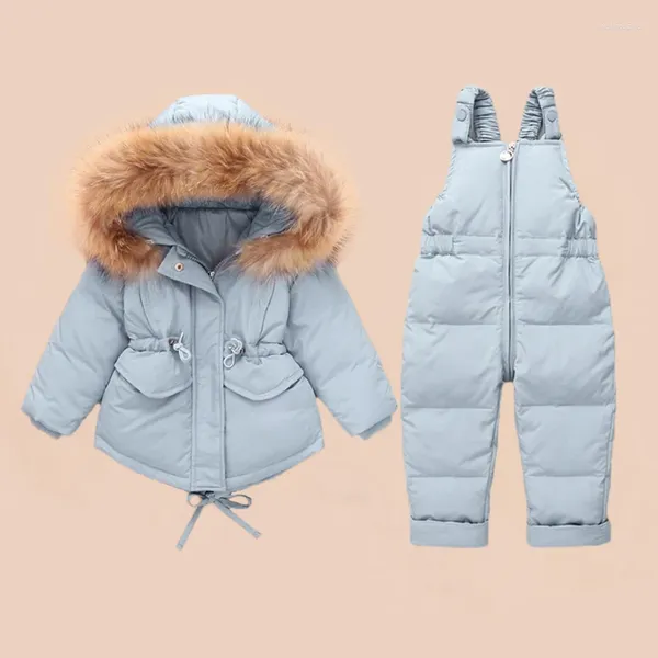 Giubbotto giù inverno per bambini tute in generale per ragazzi bambini snowvuit neonati con cappuccio di pelliccia di pelliccia set di abbigliamento per bambini