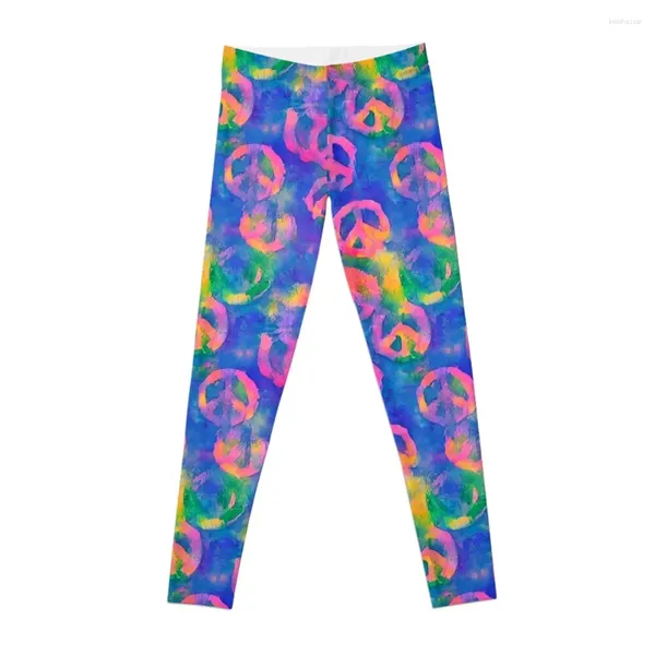 Calça ativa sinais de paz em aquarela leggings leginsy push up