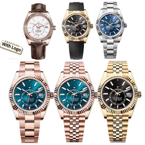 Uomini di lusso guardano movimenti meccanici automatici orologi casual cinghia in acciaio inossidabile 41mm regalo di compleanno da polso impermeabile Montres de lussuoso orologio sky abitatore