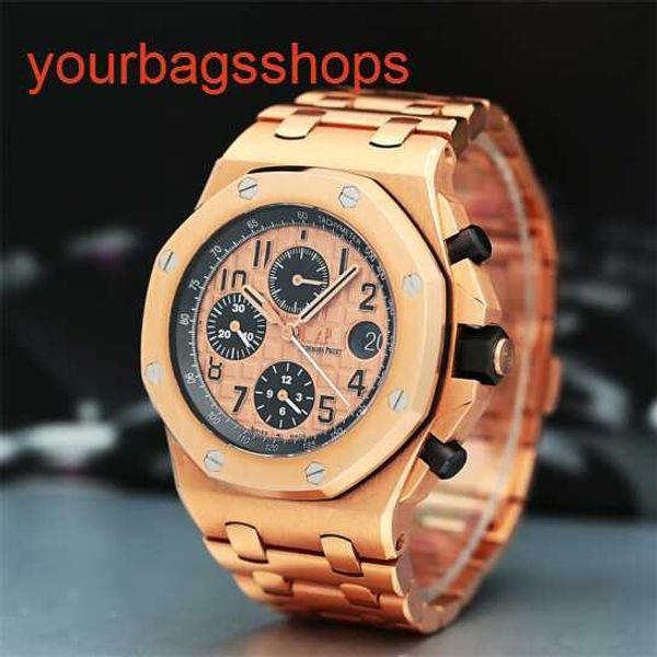 Top AP Armbandwatch Royal Oak Offshore -Serie Box Zertifikat Automatische Maschinen Rose Gold Mens Uhr 26470or