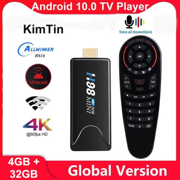 Caixa 2022 Smart TV Stick Android TV Box 10 4G 32G 3D Vídeo 4K 2.4G 5G WiFi Bluetooth H616 Quadcore Set Top Box TV Dongle Receiver