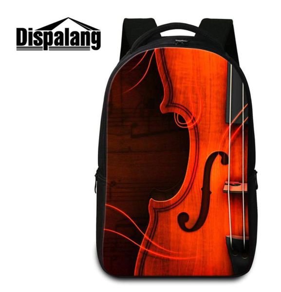 Mochila de laptop de padrão de violino para adolescentes sacos escolares de impressão 3D para homens da faculdade Men039s Daypacks Daily Rucksack Bagpacks9847594