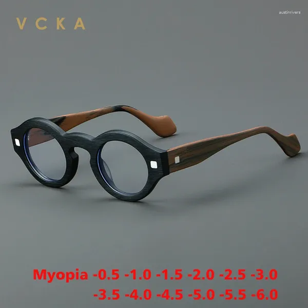 Occhiali da sole vcka rotonde acetato myopia occhiali da uomo donna prescrizione occhiali ottici occhiali da lussuoso retrò lussuoso retrò da -0,5 a -6.0