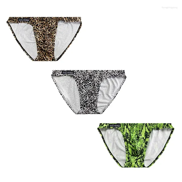 UNDUPTS CMENIN Adannu 3pcs Leopar Naylon Pouch Brifings Erkek iç çamaşırı ins stil konforu yüksek hızlı jockstrap adam ad744