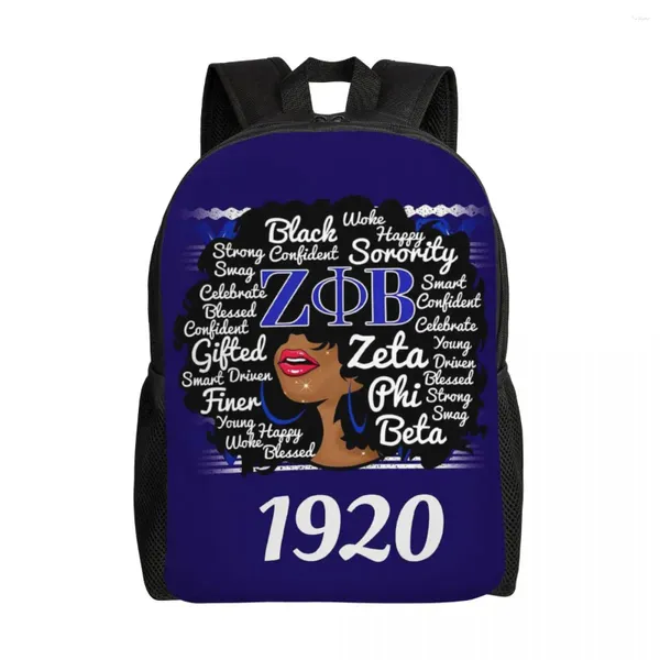 Backpack Zeta Phi Beta Laptop Mulheres Menino Casual Bookbag para estudantes da escola College