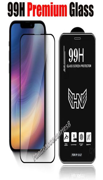 99h Premium Quality Tempered Glass Tela Protector para iPhone 14 13 12 Mini Pro Max 11 XR XS 8 7 6 Plus Samsung A12 A22 A326172616