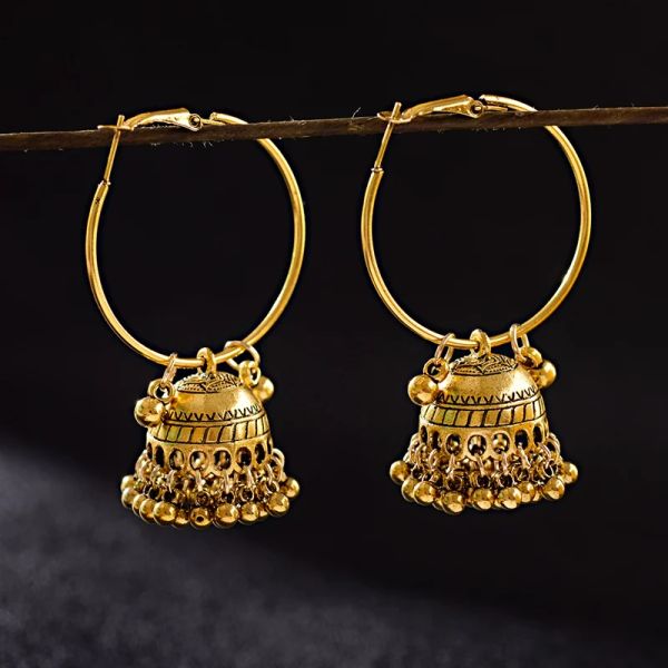 2023 Novo Indiano Jhumka Bohemian Round Sells Big Brincos Dangle Brincos para mulheres Acessórias de ornamentos de jóias ciganas