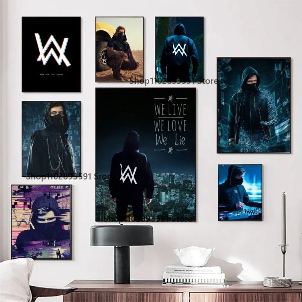 1pc cantor popular Edm Rave DJ Alan Walker Poster papel impressão em casa Bedroom Bar Cafe Art Decoração de pintura