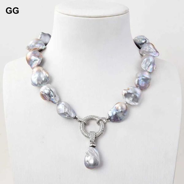 Collane a pendente GG GG 20 Natural grigio barocco kexi collana perla cz pendantq