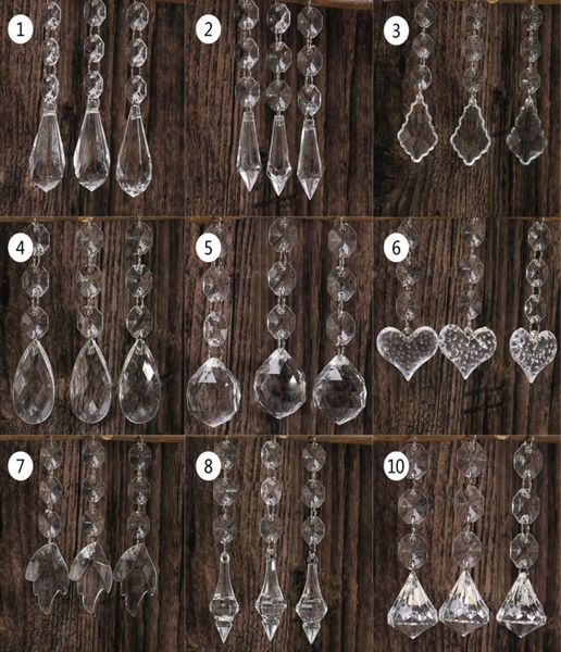 10pcs acrílico Crystal Beads Drop Shape Garland Candelier pendurado decoração de festa de decoração de casamento Centerpieces para as Tabelas C01256462059