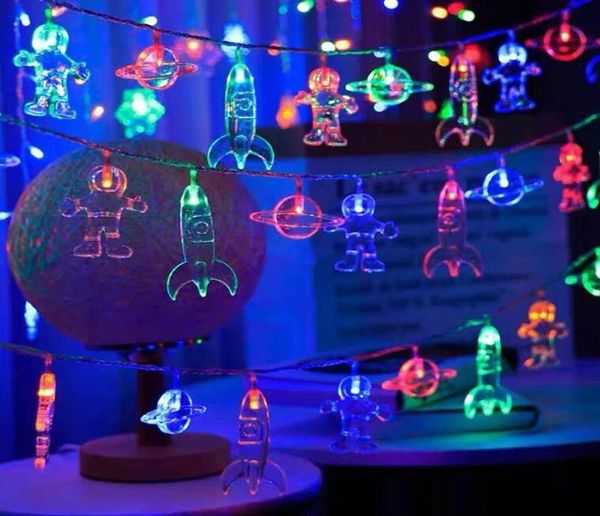 Stringhe LED Luci a corde astronauta astronauta Rocket esterno decorazione camera per la festa feste per bambini camera da letto muro di compleanno 2768026