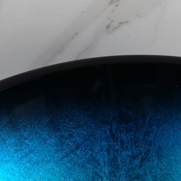 Torayvino banheiro cachoeira lavatória de lavatório com temperamento azul de pintura de vidro Pia de vidro Combine vanguarda torneira de torneira
