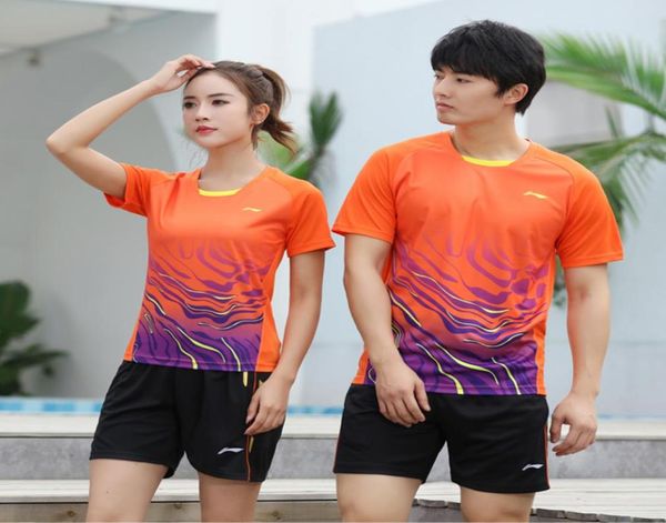 2020 Li ning New Badminton Kleidung Men039s und Women039s Schnelltrocknen Kurzarm Sportbekleidung Tisch Tennis Shirt Shorts SE6422596