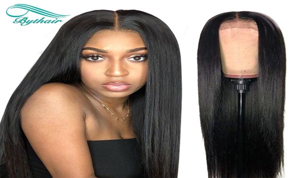 Bythair Silky Straight Drive 13x6 HD Pizzo Front Human Hair parrucca con peli naturali Nero Natural Black Color Olitine pre -pizzichi8533103