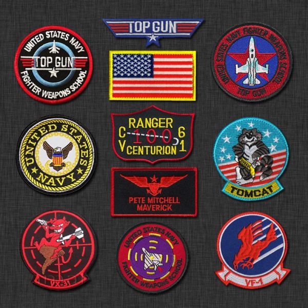 Patches de bordado de top 2 bordados tema tema logotipo badges de vôo teste maverick guarda florestal nos EUA VX-31 VFA-22 Acessórios de jaqueta de roupas
