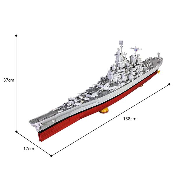 BuildMoc USS Lowa BB-61 Battleships Blosts Blocks Установите военную мировую войну корабли лодки военные кирпичи игрушки детские подарки на день рождения подарки