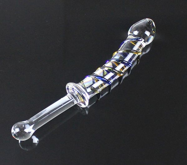 Big Pyrex Glass Dildo Glass Penis artificiale Dick Doppio terminato ENORME Long Crystal Dildo Penis Anal Pleads But Cluppo Prodotti di sesso Y188434083