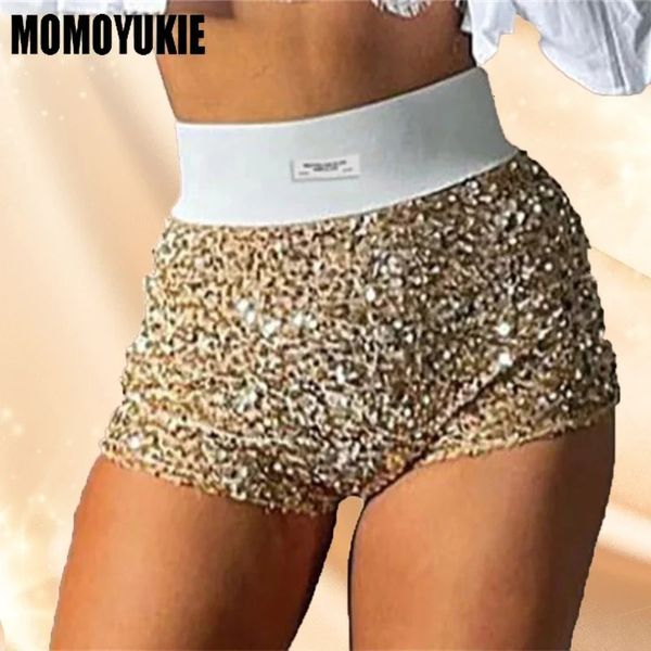 Summer Women Mini Shorts Trend Fashion Trend Paillette Abbigliamento glitter in vita High Waxing Sexy Skinny Party NightBob Streetwear 240409