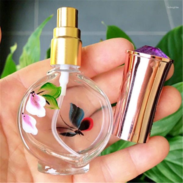 Garrafas de armazenamento 15 ml de vidro perfume vazio garrafa de pedras preciosas capa de pedra preciosa redonda de 100pcs/lote