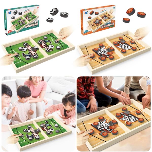 Fast Sling Puck Game Wooden Games de tabuleiro Breking Toys Pitted Slingshot Game Basketball Football para adultos Interactive Interactive