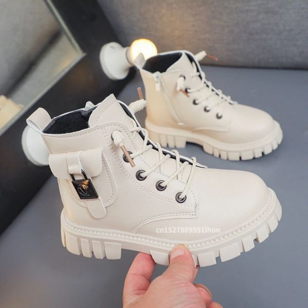 Stivali autunno stivali di moda per bambini nuovi bambini scarpe in pelle ragazzi stivali moderni stivali inverno peluche bottini impermeabili non slip scarpe da ragazza