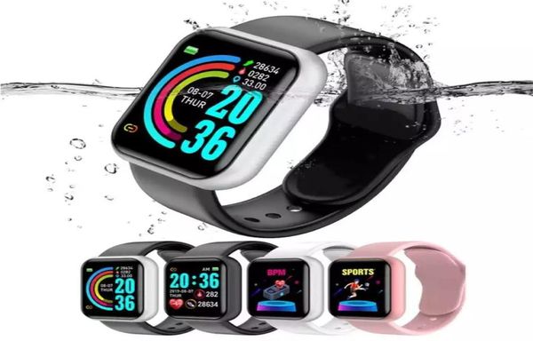 Y68 relógios inteligentes TLSR8232 CHIP IP67 Smartwatch 144 polegadas Tela de toque Smartphone Smart Watch D20S9813383