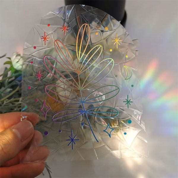 1pcs 3D gökkuşağı efekti pencere çıkartmaları kat yıldızı güneş çiçek dekor diy cam duvar çıkartmaları ev dekoru gökkuşağı prizmaları yapımcısı