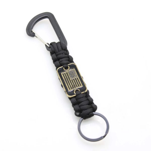 Taktischer Überlebens Schlüsselbund für Männer mit Bronze USA Flag -Notfall Carabiner Paracord Tools hilft Veteranen mit Service Dog zu kombinieren