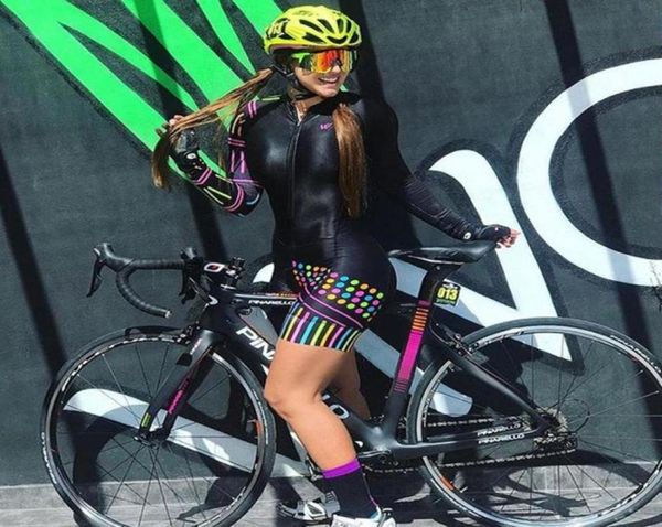 Triathlon Skinuit Women Bicycle Triathlon Anzug Fahrrad Custom Clothing Cycling Sets Speedsuit Long Sleeve Road Cycle Body Set291U772950