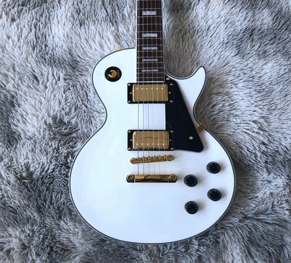 Beyaz renk ve altın donanımlı özel elektro gitar hızlı bir şekilde yüksek kaliteli gitarra1421879