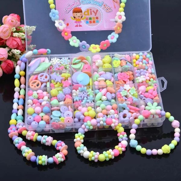 24 Grid DIY handgefertigte Perlenspielzeug für Kinder mit Accessoires Set Girl Weaving Armband Schmuck machen Spielzeug kreative Kinder Geschenk 240407