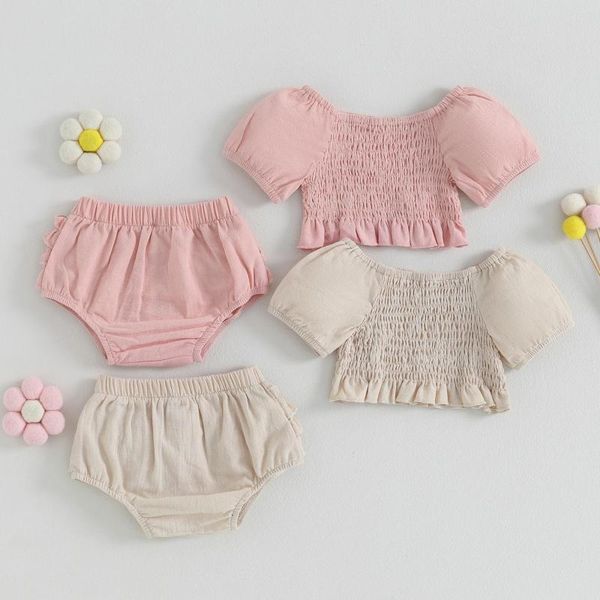 Giyim setleri yaz bebek bebek kızlar şort seti kısa kollu tişört elastik bel kıyafet giysileri