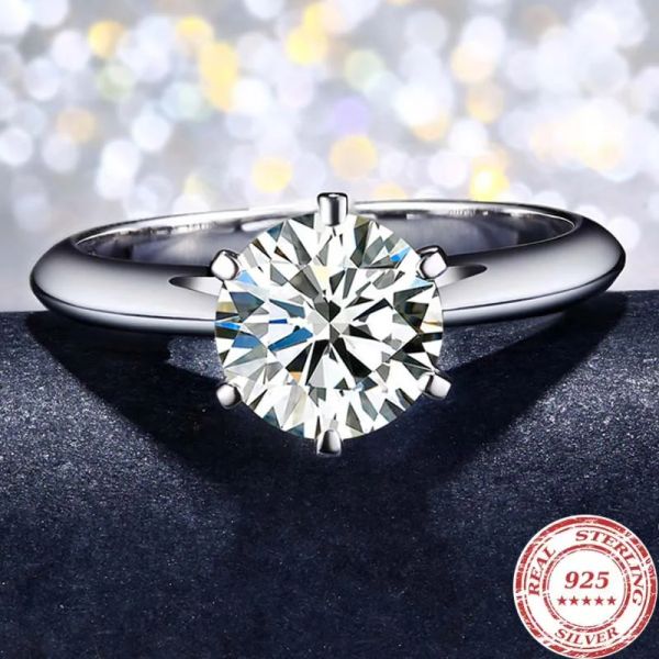 925 Sterling Silber Einfache Engagement Eheringe für Frauen Mode 1CT/ 2CT/ 3CT Kubikzirkonia Ring Brautschmuck Geschenk