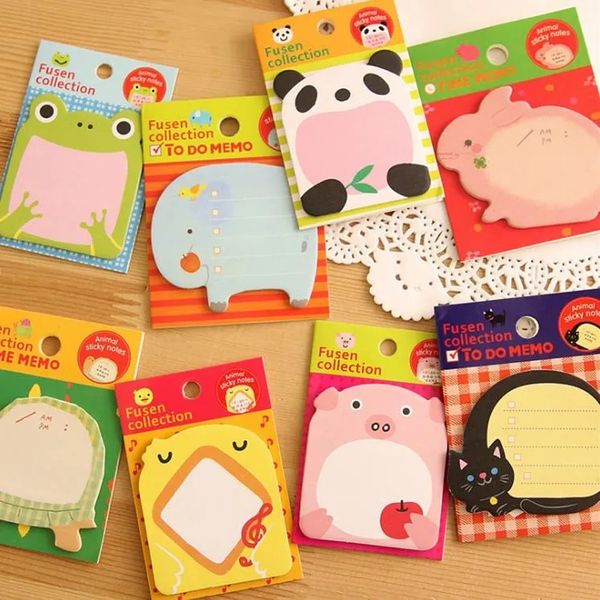 Adesivo all'ingrosso da 500 pezzi Adesivo carino Kawaii Animali NOTE Sticky Notepad Memo Pads Office Furrery Stationery Panda Cat Kitty Bookmark