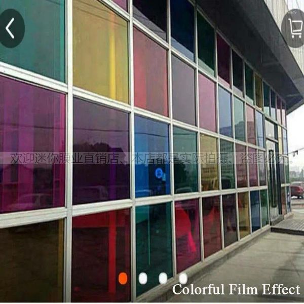 Adesivos de janela 40cmx500cm Filme decorativo colorido da moda Baixo Reflexivo Transparente Colorido para Janelas de Construção