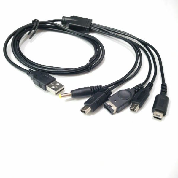 100 pezzi 1,2m 5 in 1 cavo del cavo dell'adattatore di ricarica USB per PSP Nintendo 3DS XL LL DSI NDSL GBA SP Wii U Console