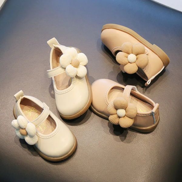 Turnschuhe schöne Applikationen Baby Mädchen Leder Schuhe Frühling Herbst Flache Kleinkindparty Schuhe Kind 2023 Prinzessin Hochzeitsschuhe G07132