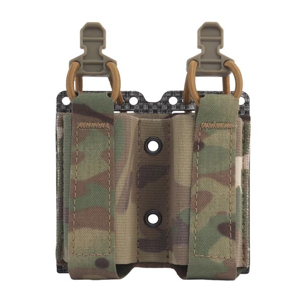 Bolsa de revista dupla de 9 mm, bolsa única de mag AR15, tático do coldre de revista Molle Molle com corda elástica