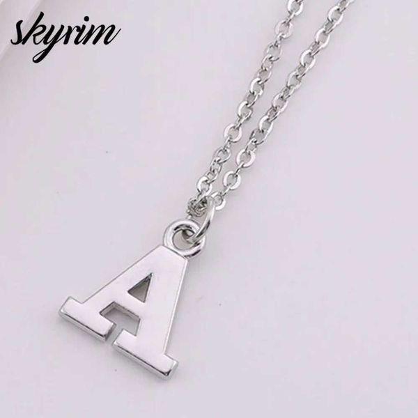 Anhänger Halsketten Skyrim Mode A-Z anfängliche Halskette Alphabet Anhänger Pullover Kette Halskette Herren Schmuck Geschenk