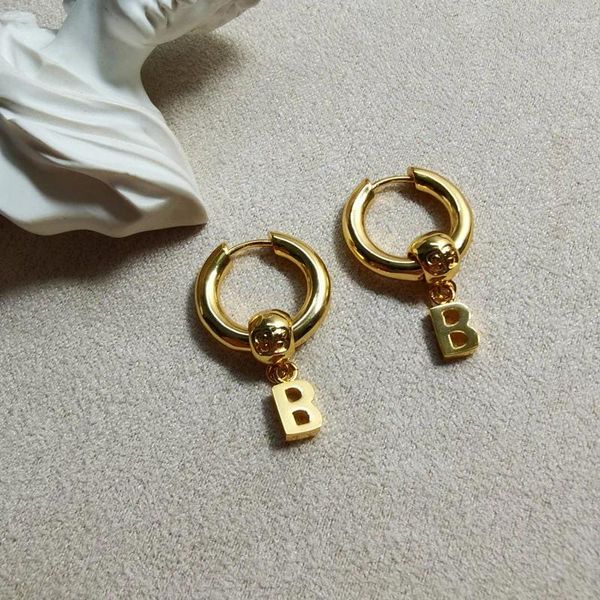 Orecchini a cerchio Lettera B Vintage staccabile in oro placcata su rame per donne regali di gioielli