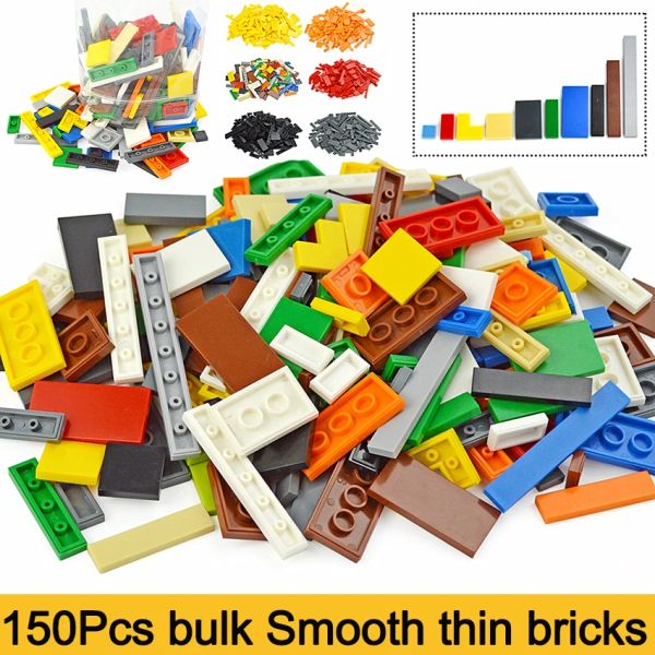 150pcs DIY Blocos de construção lisa Figura fina de tijolos a granel Toys educacionais multicoloridos compatíveis 2431 3069 87079 para crianças