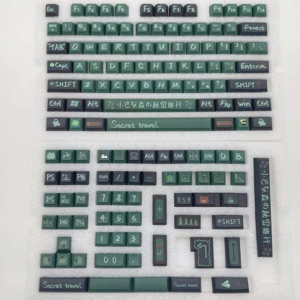 COMBOS Originale Custom Secret Forest KeyCaps Green KCA Profile Dye Sublimation Layout ANSI con ISO Enter per tastiera meccanica
