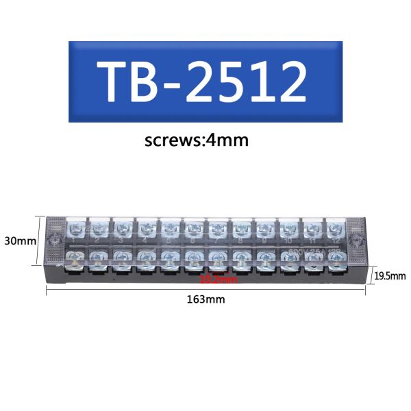 1pcs 25a/15a 600V Dual linha parafuso Terminal Bloco de fiação fixa fiação conector 3 4 5 6 8 10 12 Posições maneiras de maneiras