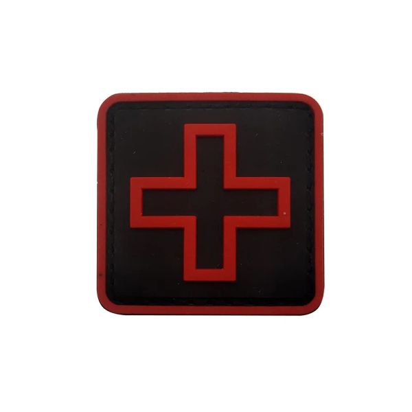 3d Red White Black Medical Notfallflecken bestickter Kreuzmoral Abzeichen Hakenschleife Aufkleber PVC Patch Kleidung Nähflecken