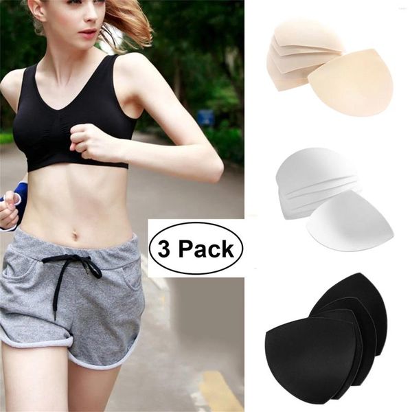 Roupa de ioga 3 pares (6 peças) Mulheres removíveis xícaras inteligentes inserções de sutiã Pads inserir sponge de roupas de esponja bloco de biquíni