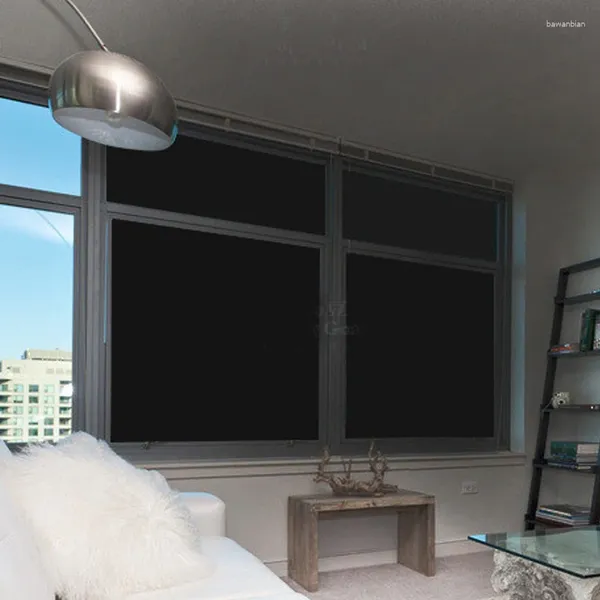 Fensteraufkleber schwarzer Sonnenschutzglasfilm selbstklebender PVC-lichtblockierende Abziehbilder UV-Prävention Datenschutzschutz undurchsichtiger Blackout