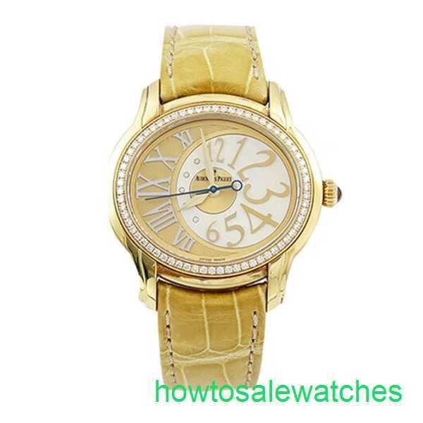 AP Functional Wrist Watch Millennium Serie 77301ba.zz.d097cr.01 Gold plattierte Reisplatte 18K Diamant Set Automatische Mechanik Womens Watch